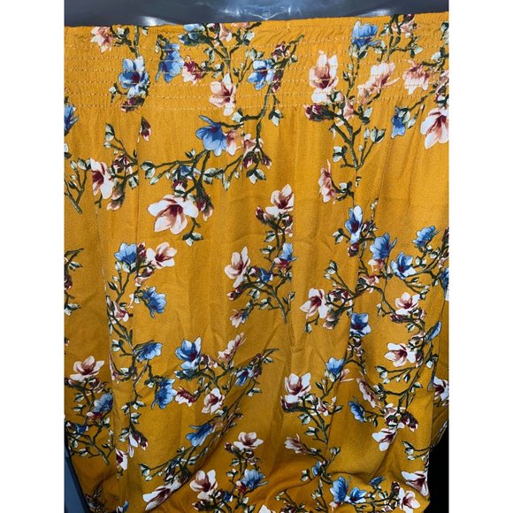 Let Them Eat Cake Off Shoulder 3/4 Sleeve Blouse Mustard Floral Size Small - Picture 3 of 9
